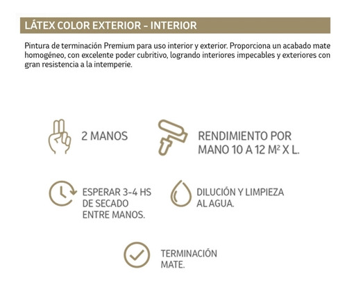 Latex Premium Interior Polacrin Color Ocre 10 Lts Exte Envio