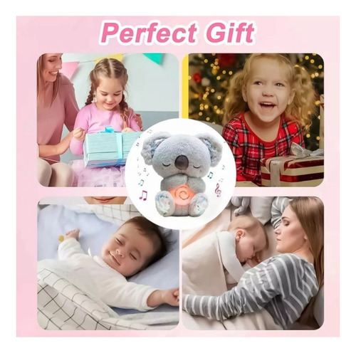 Peluche De Apego Luz Sonido Respira Con Movimiento Para Bebé Rosa