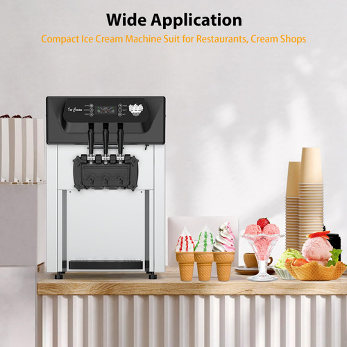 Máquina De Helados Suave Comercial 2200 W 3 Sabores Plateado (sliver) Frecuencia