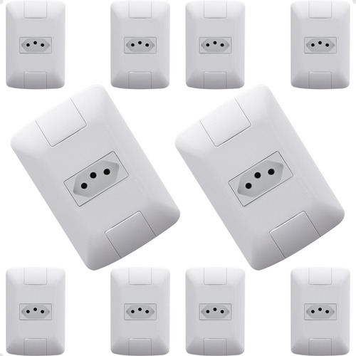 Tomada Simples 10a Com Espelho Branco 10 Unidades Promoção
