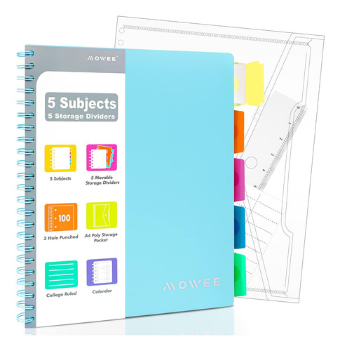 Cuaderno Espiral De 5 Materias, Cuaderno De Rayas Unive...