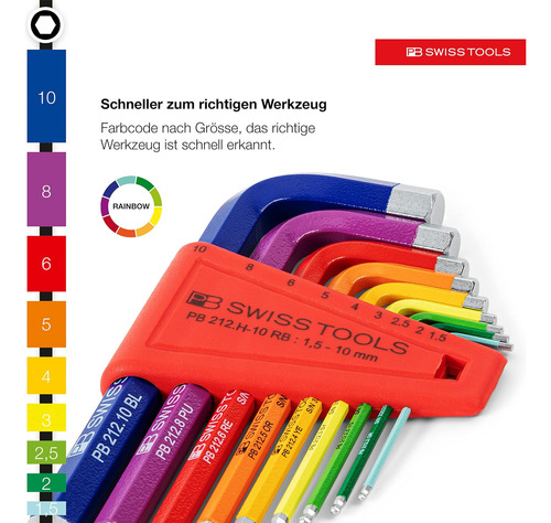 Pb Swiss Tools Key Set Pb 212.h-10 Rb | 100% Swiss Hecho | S