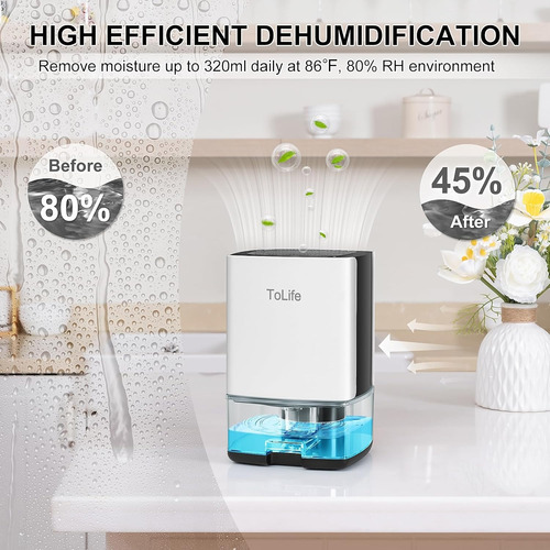 Deshumidificador Tolife Para Hogar Tanque De Agua De 800ml