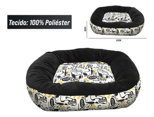 Cama Pet A Plush Woof Pet-2054 Unic Preto Preto S Definicao