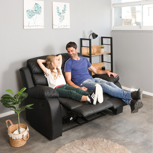 Sillón Reclinable Relax 2 Cuerpos Celio Ecocuero Negro Diseño De La Tela Moderno