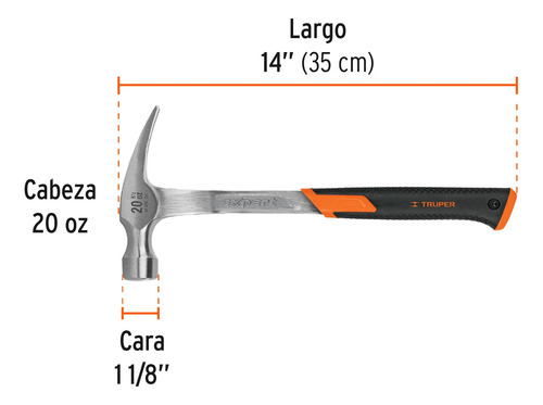 Martillo Uña Recta 20 Oz. Forjado De Una Sola Pieza