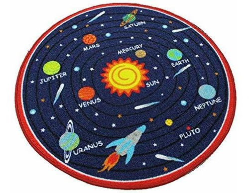 Alfombra Infantil Sistema Solar (roja, 39  Redonda)