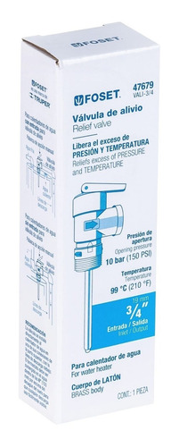 Valvula De Alivio Calentador De Agua Boiler 3/4 150 Psi