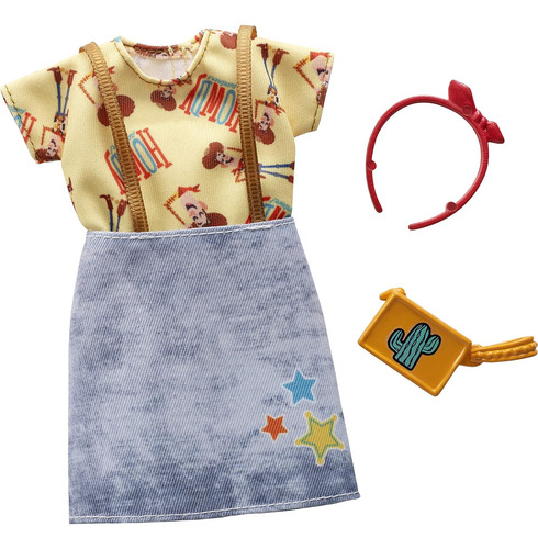 Ropa Para Barbie Toy Story 4 - Top Amarillo / Falda Vaquera (Usado)