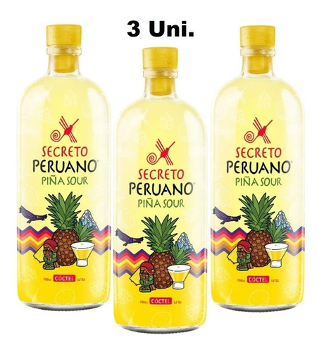 Pisco Secreto Peruano Piña Sour 3 Unidades 700cc