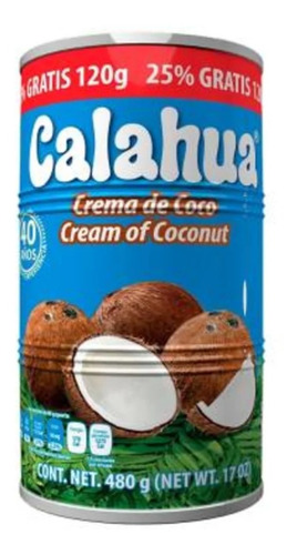 Caja Con 12 Latas De Calahua Crema De Coco 480 Ml