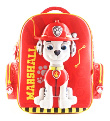 Mochila Paw Patrol Espalda 15 Pulgadas 3d Roja Marshall