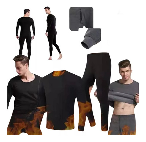 Conjunto Térmico Para Hombre Camiseta Y Calza Térmica Abrigo