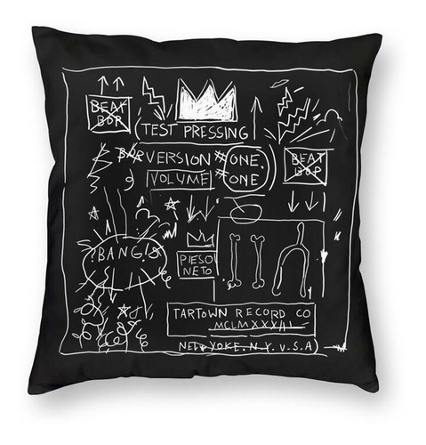 Set 4 Fundas Cojines Arte Basquiat Graffiti En Lino Crudo Jean Michel Basquiat