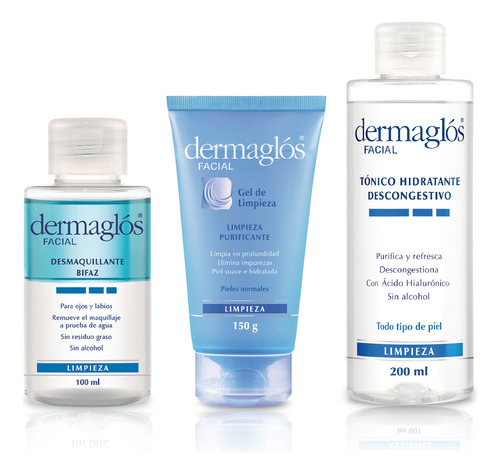 Dermaglos Set Rutina Limpieza Piel Normal Tonico+gel+ojos