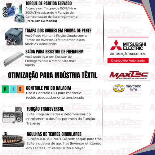 Inversor De Frequência Mitsubishi 20cv 220v D720 Trifásico