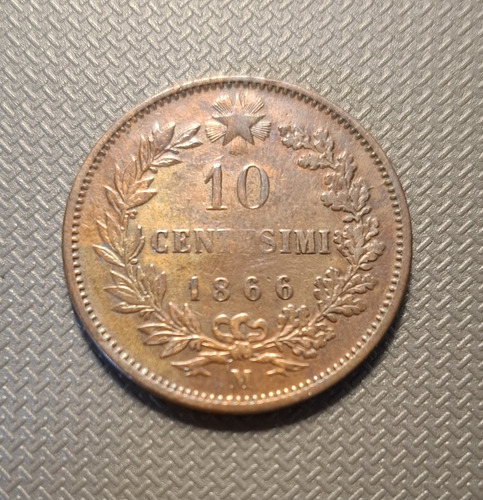 Italia. 10 Centesimi 1866. Km# 11 (Usado)