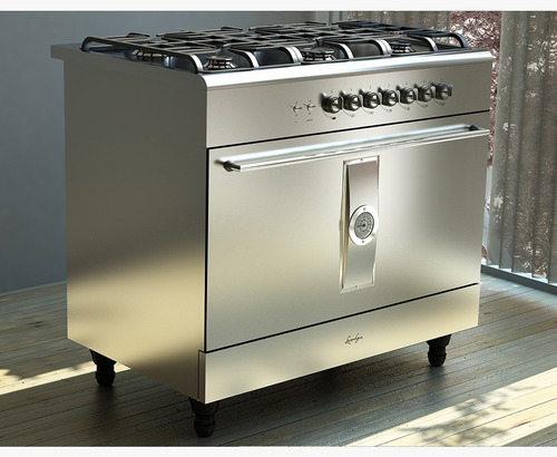 Imagen 3 de 10 de Cocina Gourmet Luxor Gas 900 Multigas 6 Hornallas Acero Inox