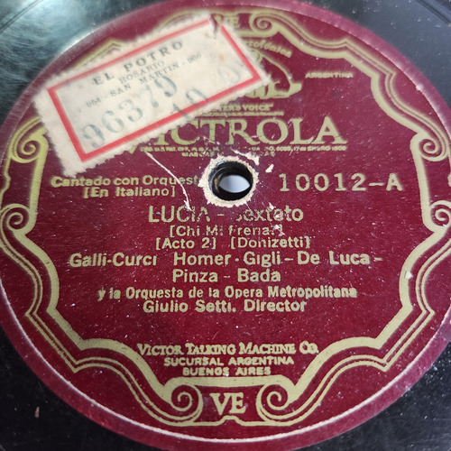 Pasta Galli Curci Homer Gigli De Luca Pinza Victrola Tc83