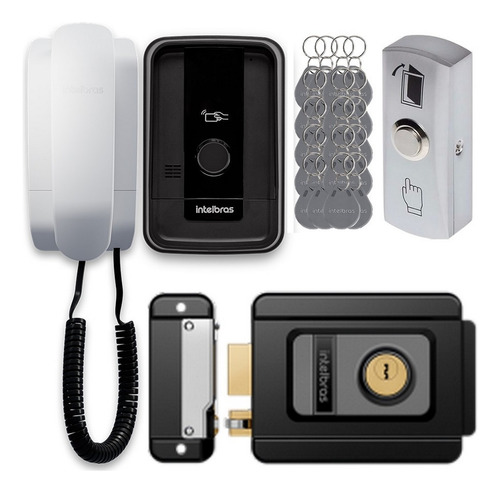 Kit Porteiro Elet Intelbras Ipr 1010id Botão Fechadura 30tag