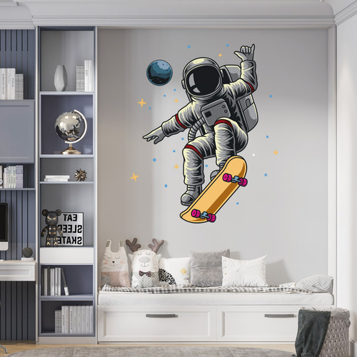 Adesivo De Parede - Skate Astronauta 77x120