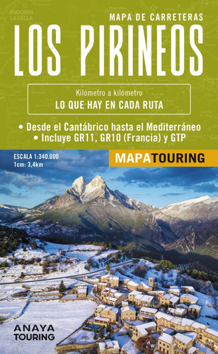 Mapa De Los Pirineos 1:340.000 - (desplegable), De Anaya Touring. Editorial Anaya En Spa