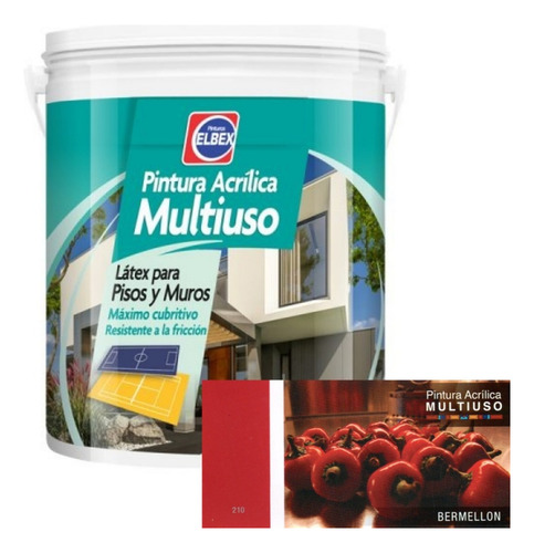 Pintura Pisos - Multiuso Elbex 1lt Bermellon