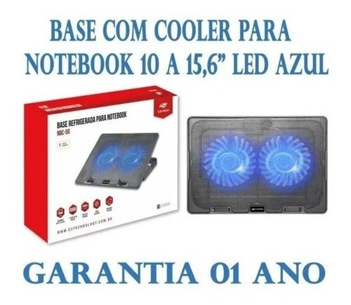 Suporte Notebook Mesa 2 Coolers 12 Cm 10 A 15,6 Nbc-50bk