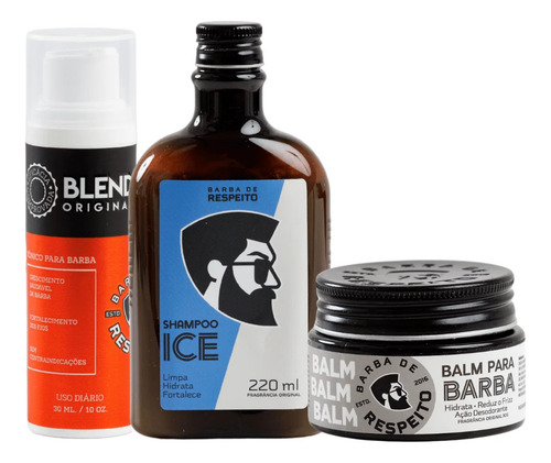 Barba De Respeito Kit Blend Crescimento Shampoo Balm Premium