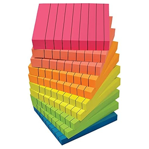 Lined Sticky Notes 3 X 3, 10 Pack, 1,000 Sheets (100/pa...