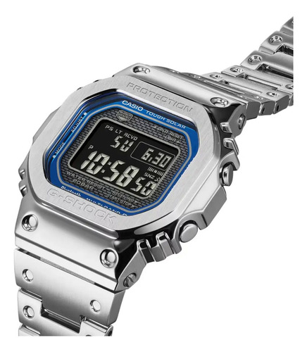 Reloj Casio G-shock Gmw-b5000d-2 Hombre Ts Correa Plateado Bisel Plateado Fondo Azul
