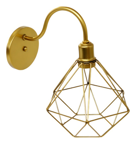 Kit 2 Arandela De Parede Pendente Luminária Aramado Diamante Cor Dourado