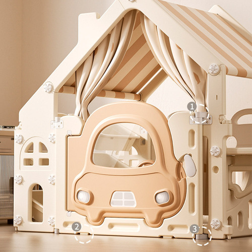 Casita Infantil Para Niños Organizador De Juguetes Tablero Color Beige