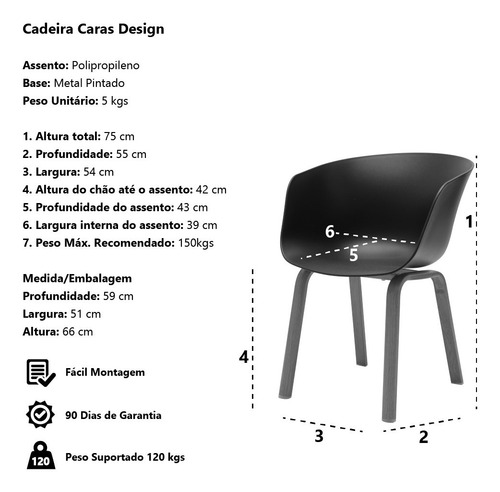 Imagem 5 de 5 de Cadeira Caras Design Várias Cores