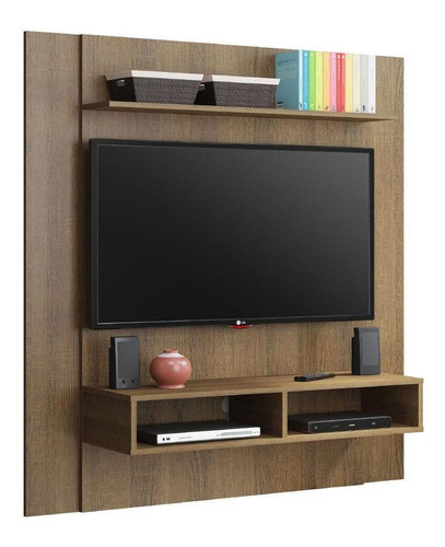 Painel Para Tv Quarto Até 50 Polegadas Madesa Arizona 2 Nichos Cor Rustic 21089G1