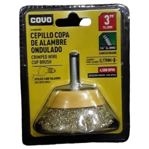 Cepillo Copa Ondulado De Alambre Para Taladro 3  Marca Covo