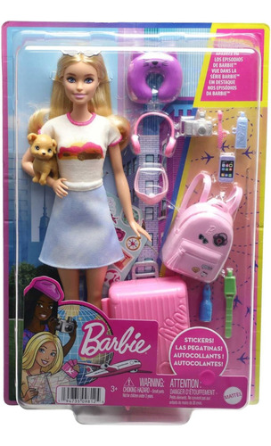 Barbie Viajera Con Cachorro Y Accesorios Original 