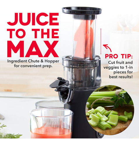 Juicer Dash Deluxe Compact Masticating Slow Con Frozen Black