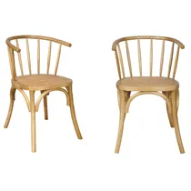 Comprar Sillas De Comedor Bistro Nordicas De Madera Olmo X2 Unidades Estructura de la silla Marrón claro Asiento Marrón claro Diseño de la tela Rattan