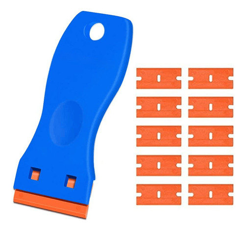Juego De 11 Piezas (1 Raspador De Plástico Azul Y 10 Cuchill