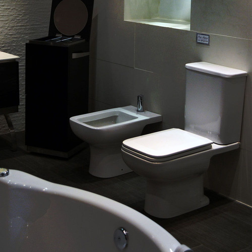 Imagen 6 de 9 de Sanitarios Ferrum Trento Inodoro Largo Deposito Apoyo Doble Descarga Bidet 1 O 3 Agujeros Porcelana Sanitaria Envio