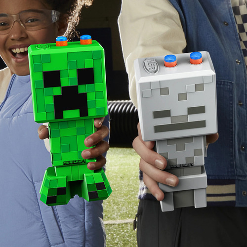 Nerf X Minecraft, Skeleton And Creeper Blaster +8 Dardos Verde Y Blanco