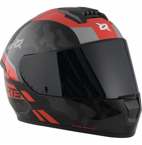 Casco X-sports M63 Comander Negro Rojo Brillante