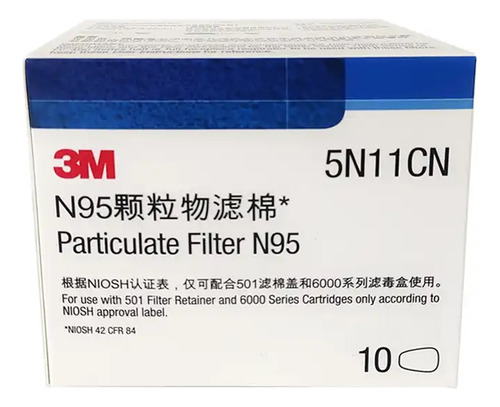 Filtro 5n11 3m Para Respirador Série 6000 E 6200 Cx 10 Unids Tamanho Unico