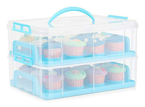 Porta Cupcakes , 24 Cap., Práctico, Reutilizable.