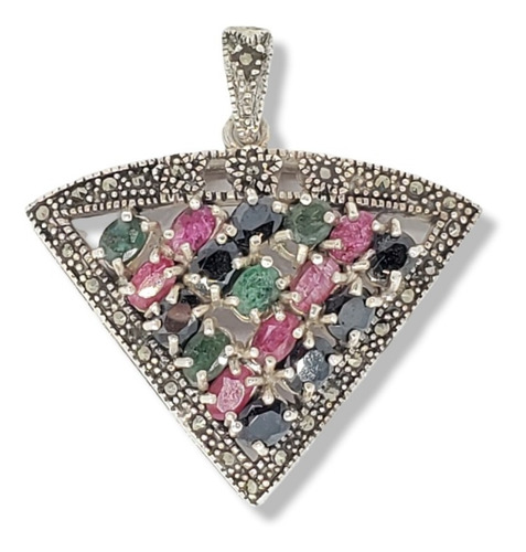 Imagen 1 de 7 de Dije Plata Raices Triangulo Piedra Varios Colores