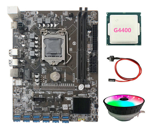 Placa Base Minera B250c Con Ventilador Rgb+cpu G4400+cable D