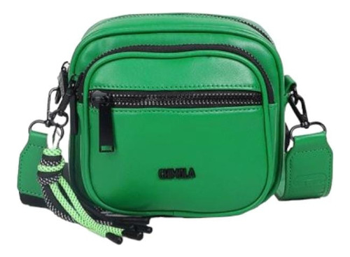 Bandolera Mujer Eco Cuero Pu Multipocket Verde Le Mallette