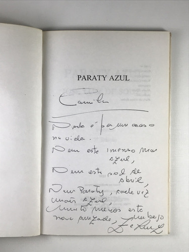 Livro Paraty Azul José Luiz De Souza 2ª Edição Gráfica E Editora Dias Ltda 1991 - E8