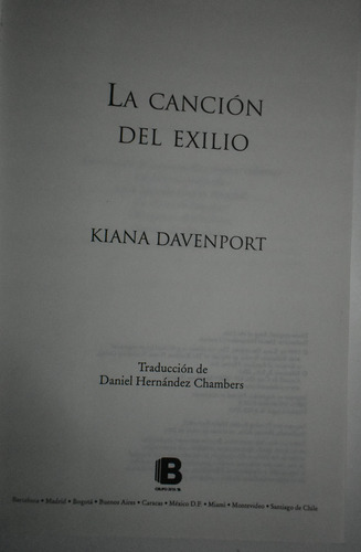 La Canción Del Exilio Kiana Davenport C221 (Usado)